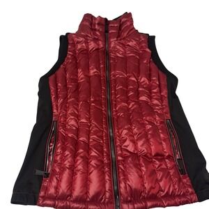 Calvin Klein Puffer Down Vest Women Small-Red Black sleek and stylish